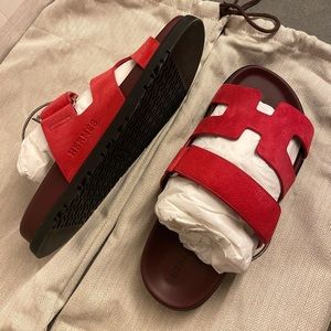 Hermes Chypre Sandals in Rose Framboise